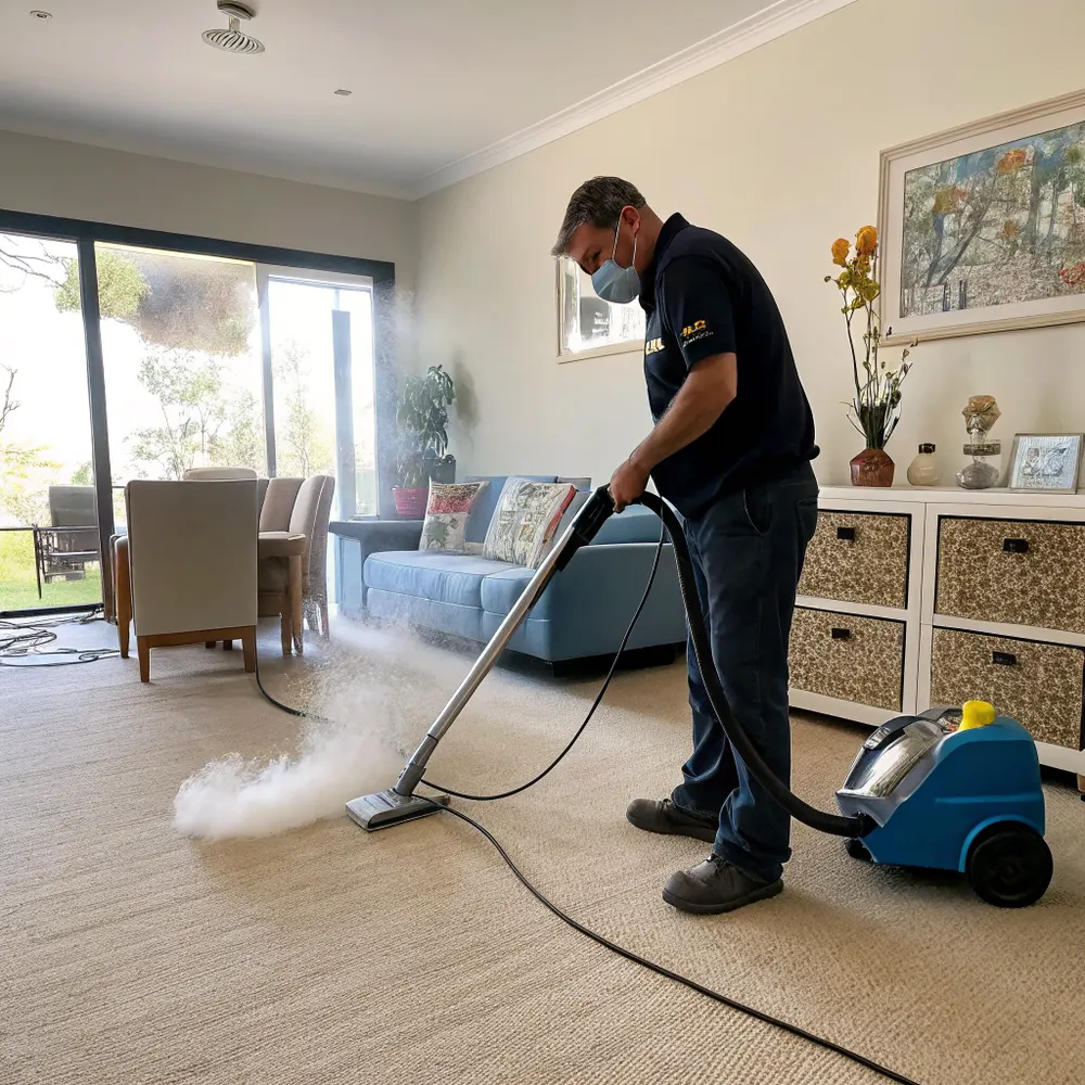 Carpet steam cleaning in a Cabarlah home with red clay soil staining